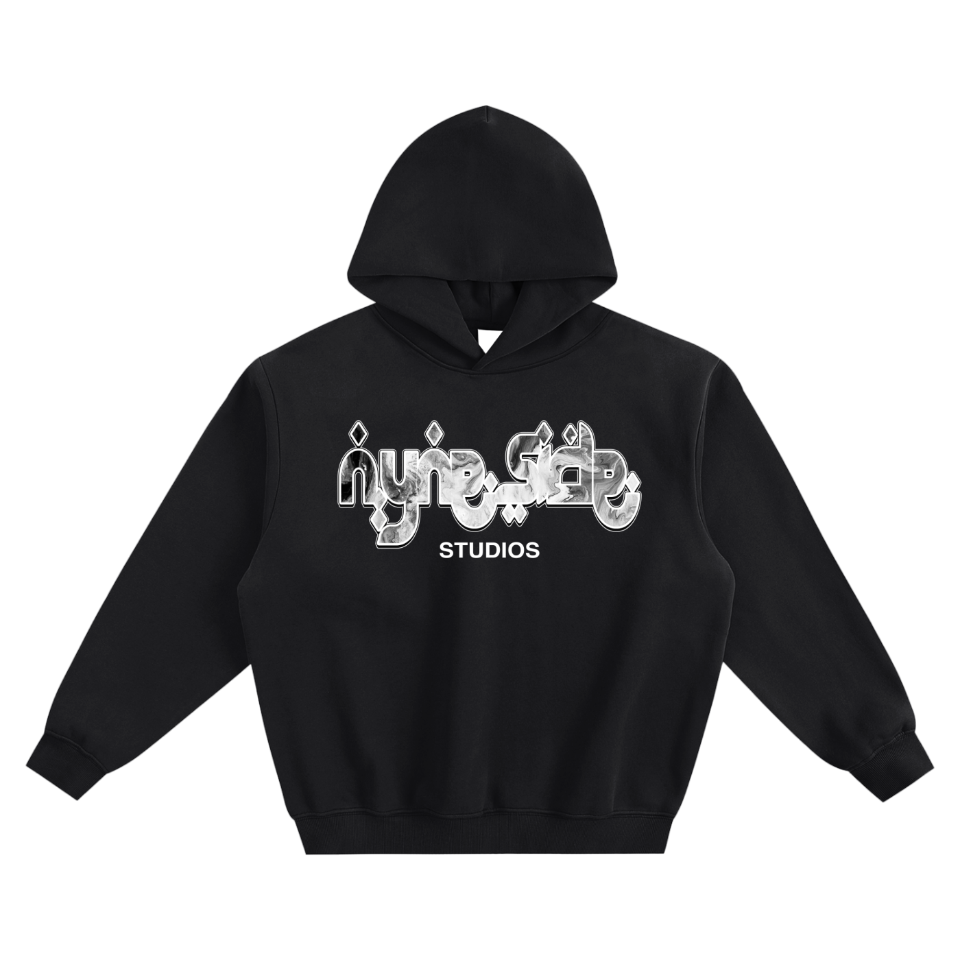 Black Fleeced Boxy Hoodie – Y2K Streetwear | Nyneside Studios