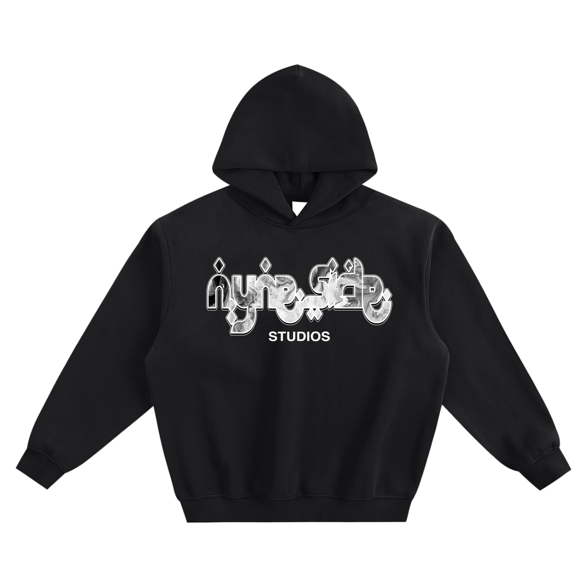 Black Fleeced Boxy Hoodie – Y2K Streetwear | Nyneside Studios